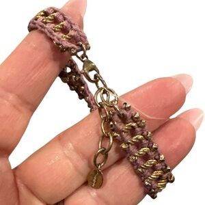 CHAN LUU PURPLE MAUVE PINK GOLDTONE CHAIN LINK BOHO BRACELET
